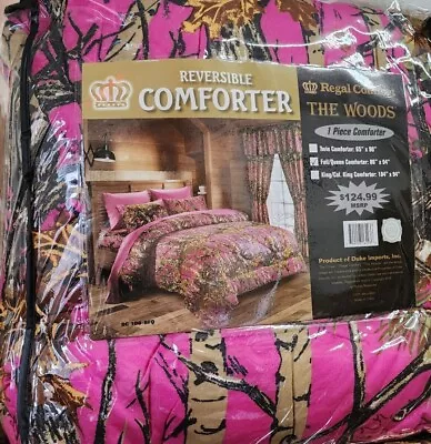 HOT PINK CAMO CAMOUFLAGE WOODS REVERSIBLE COMFORTER FULL QUEEN SIZE 86x94 IN • $69.95