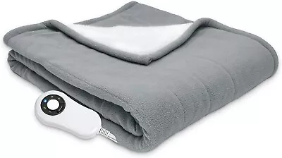 Serta 861089 Reversible Sherpa Fleece Heated Electric Blanket - Gray • $35.99