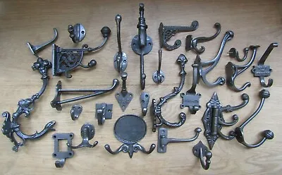 PACK OF 5 Rustic Cast Iron Vintage Old Traditional Victorian Hat & Coat Hooks • £28.99