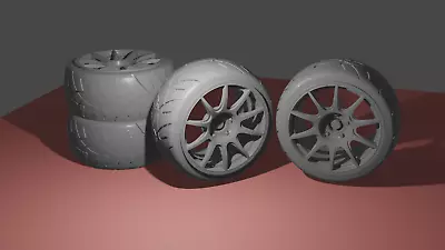 1/24 Work MCO Wheels Set Tires And Brake Discs For Diorama Or Diecast UNPAINTED • £8