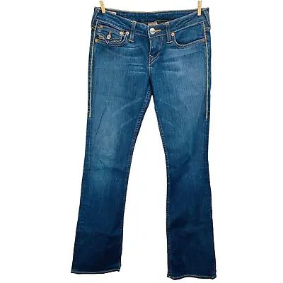 True Religion Jeans BECKY Bootcut Thick Stitch Flap Pocket Stretch Denim Size 28 • $21.24