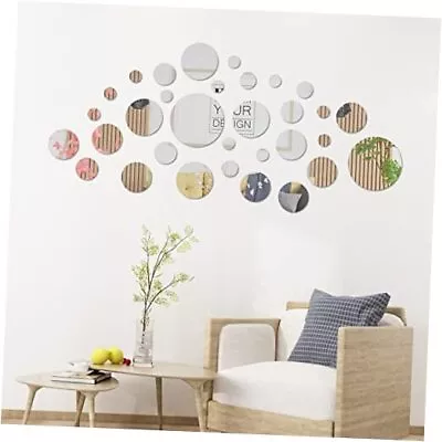 32 Pcs Acrylic Round Mirror Wall Decor Stickers Removable Self-Adhesive DIY  • $13.42