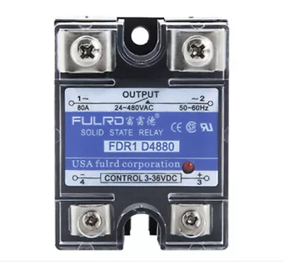 FULRD Single-phase Solid State Relay DC-AC FDR1 D4880 80A SSR 24-480VAC/3-36VDC • $32.55