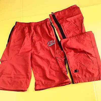 Vintage Starter Nebraska Huskers Nylon Convertible Pants Shorts Size M Red NCAA • $34.99