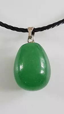 Nephrite Jade Gemstone 15mm Pear Drop Ying Yang Balance Pendant Necklace Jewelry • £4.99