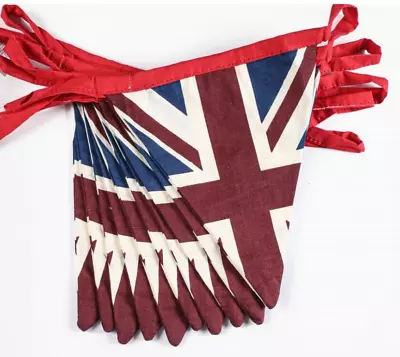 Vintage British Union Jack Textile Flag Cloth Fabric Bunting Retro Banner UK 5M • $39.71