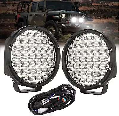 Slim 9 Inch LED Driving Lights Pair 320W Spot Beam Round Black Offroad Work Fog • $109.98