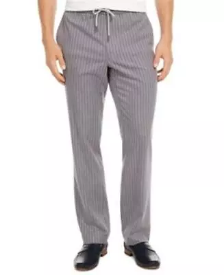 Tasso Elba Mens Pinstripe Grey Drawstring Pants Medium Luxury Lounge • $7.20