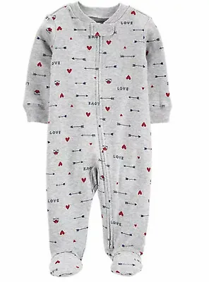 Nwt 3M Valentines Day Sleeper Pajamas Girls Boys Hearts Footie Carters Unisex • $14.20