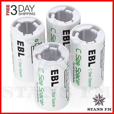 4 Pcs AA To C Battery Adapters Converter Case Using Rechargeable AA Battery Cell • $10.99