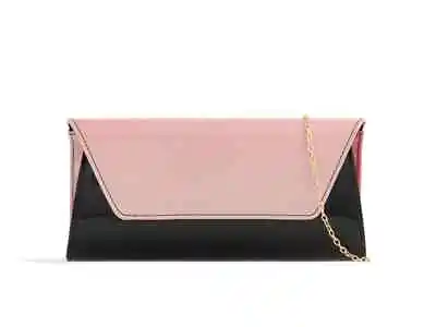 £10.99 • Buy Women's Clutch Bag Two Tone Patent Leather Handbag Wedding Party Prom Evening