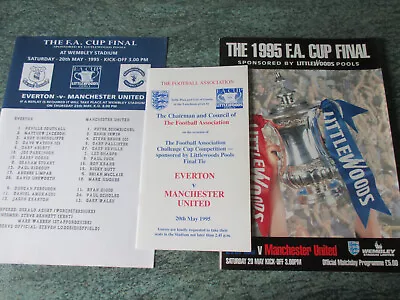 Everton V Manchester United 1995 Fa Cup Final Program Teamsheet Menu/ Table Plan • £4.95