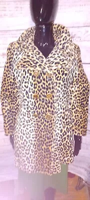$120 • Buy  Vintage  1960s Cheetah Leopard Print Retro Coat Size Medium Pea Coat Goth Punk