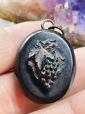 19th ANTIQUE VULCANITE HIGH RELIEF CAMEO LOCKET/PENDANT MOURNING JEWELLERY 1880S • $149.99