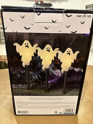 GEMMY Spooky Moods Ghost LED Candleflicker Pathway Markers Set Of 3 #226286 • $39.99