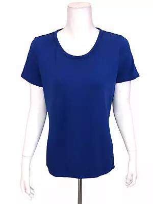 C. Wonder Essentials Pima Cotton Top With Curved Hi-Low Hem Blue Medium Size • $10