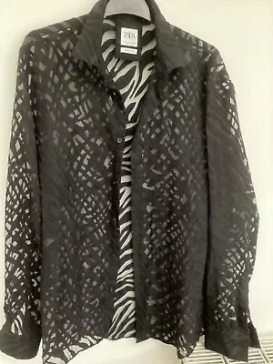 £7.50 • Buy Zara Man Semi-sheer Black Shirt Going Out Shirt Size M Medium