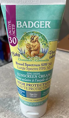 Badger Baby Active Camomile Sunscreen Cream 87ml SPF30 98% Organic • £12.25