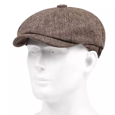 Newsboy Hat Peaky Blinders Cap Gatsby Beret Tweed Baker Herringbone 100% Cotton • $13.80