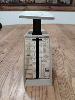 Vintage Pelouze Postal Scale 2LB To 1/2 OZ Model P-2 Postage Rates For 2-17-1985 • $22.99