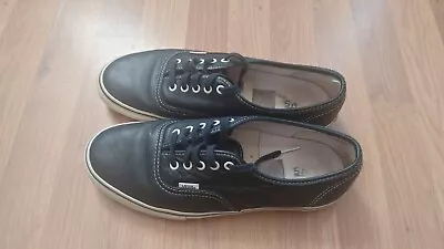 Mens Black Leather Vans UK10 Used Very Good Condition • £12.50