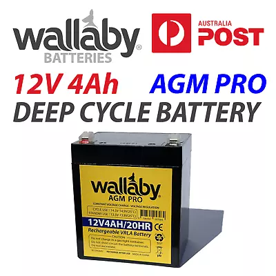 Wallaby AGM PRO 12V 4Ah AGM Battery SLA Deep Cycle Solar Camping Marine 4WD • $23.95