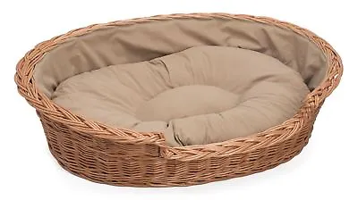 £47 • Buy Small Wicker Pet Basket Light Colour Cushion