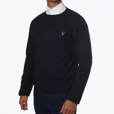 AUTHENTIC GANT Mens Navy Blue Round Neck Jumper • £34.99