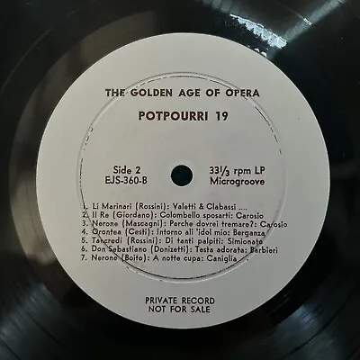 Potpourri Ejs 360 The Golden Age Of Opera Private Rare Vtg #8 • $36