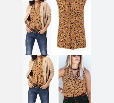 CABI Women’s Prowl Top Leopard Print #3792 Blouse V Neck Animal Print Sz. M • $16