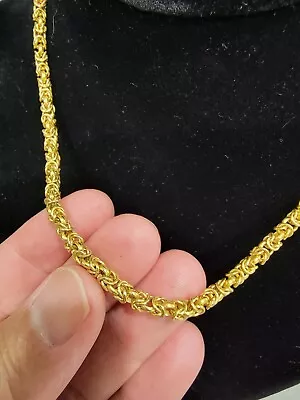 14k Yellow Gold Super Byzantine Link Thick Box Chain Necklace 17.   4mm 28 Grams • $1500
