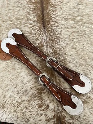 Men’s Size Pair Of Medium Oil Leather Western Spur Straps Rawhide Ends • $9.50