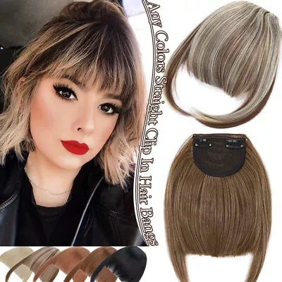 Neat Bangs Clip In On Fringe Hair Extensions Thick Thin As Human Front Hairpiece • $10.30