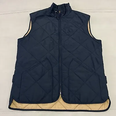J. Crew Men Diamond Quilted Bubble Zip Navy Blue Down Vest Jacket Coat-SM-6221 • $22
