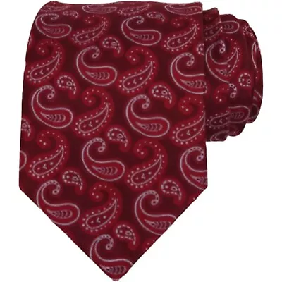 NORDSTROM Mens Classic Tie 3.35 Burgundy Paisley 100% Silk Dress Necktie • $12.49