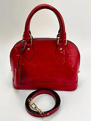 Louis Vuitton Monogram Alma BB Vernis Patent Top Handle Handbag W/Strap Private • $539.99