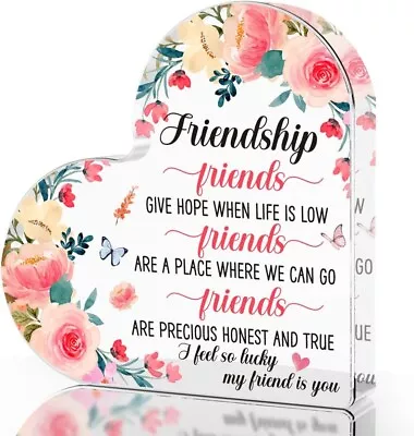 Best Friend Heart Keepsake Acrylic Sign Desk Decor Friendship Gifts Multi623 • $14.76