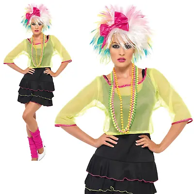 80s Pop Tart Costume Neon Retro Madonna Cyndi Lauper Womens Fancy Dress UK 8-18 • £34.99