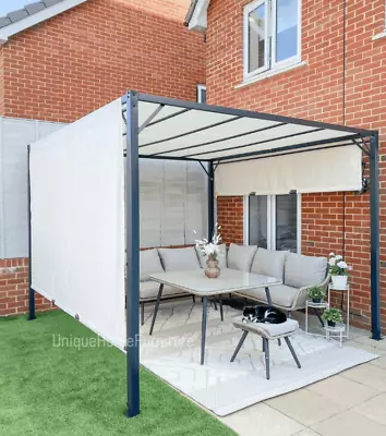 Metal Garden Pergola Retractable Gazebo Canopy Large Structure Sun Patio Awning • £318.80