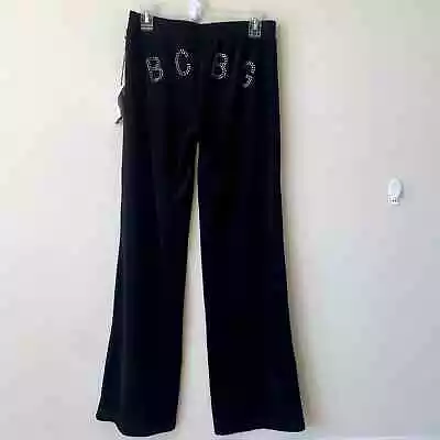 BCBG Maxazria Size M NWT Black Sweatpants Bejeweled Terry Pull On Y2K Vintage • $44.99