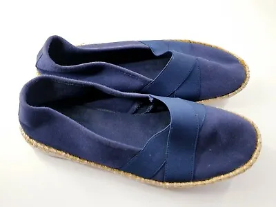 New Look Size 8 (41) Navy Blue Canvas Espadrilles Flat Loafers Slip On Pumps • £10