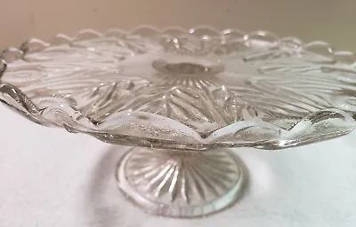 Vintage Clear Glass Cake Pie Stand Thistle Pattern 9” Diameter • $14.99