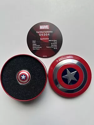 Fiji 2019 Marvel Captain America Shield 10g .999 Pure Silver Coin Box W/ COA • $14.50