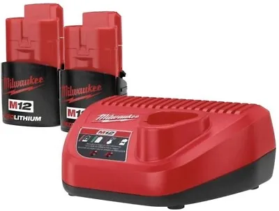 Milwaukee M12 (2) CP1.5 Batteries & Charger COMBO 48-11-2401 48-59-2401 • $55