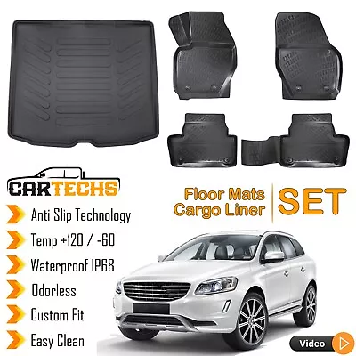 Floor Mats + Cargo Trunk Liner For Volvo XC60 2009-2017 3D Molded Waterproof SET • $124.90