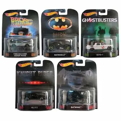 Hot Wheels Retro Entertainment Set Of 5 Cars Batman Ghostbusters Delorean NEW • $99.95