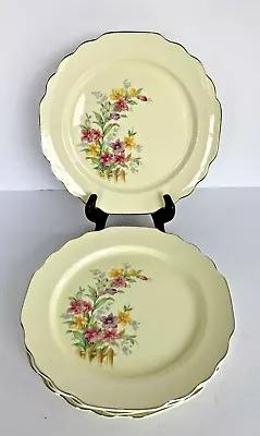 Set Of 4 VINTAGE Lido W.S. George CANARYTONE 891A 9-1/2” Luncheon Plates GOOD • $10
