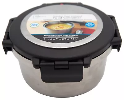 Mainstays 28 Oz Round Insulated Food Container Stainless Steel • $19.99