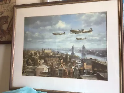 £18 • Buy “Spitfires Over London” Mounted+ Framed Print From Painting By John Young 26x21”