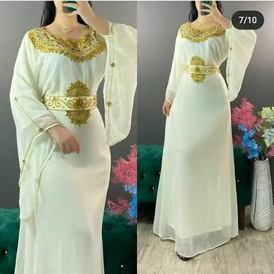 SALE New Moroccan Dubai Kaftans Farasha Abaya Dress Very Fancy Long Gown By Sana • $59.99